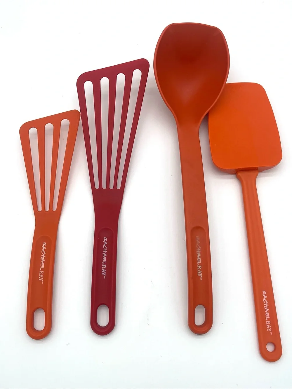 Rachel Ray Kitchen Utensils Orange Red Cooking Spatula Law Silicone Set Of 4